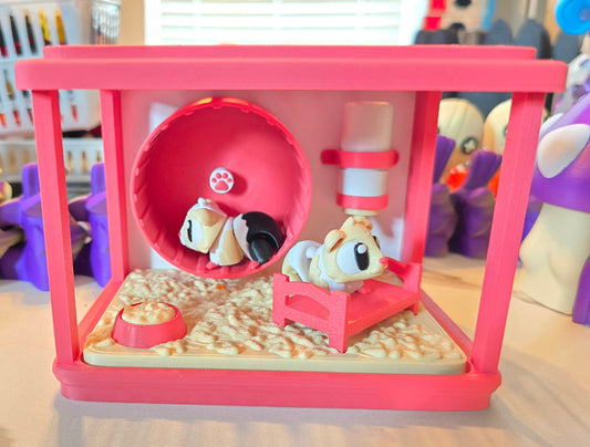 Guinea pig cage with guinea pigs