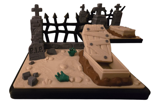 Graveyard with coffin